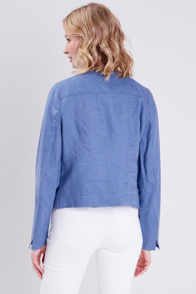 Veste droite zippée bleu femme