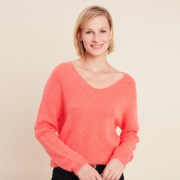 pull manches longues rose vif femme Pull manches longues rose vif femme