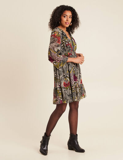 Robe évasée fluide vert femme