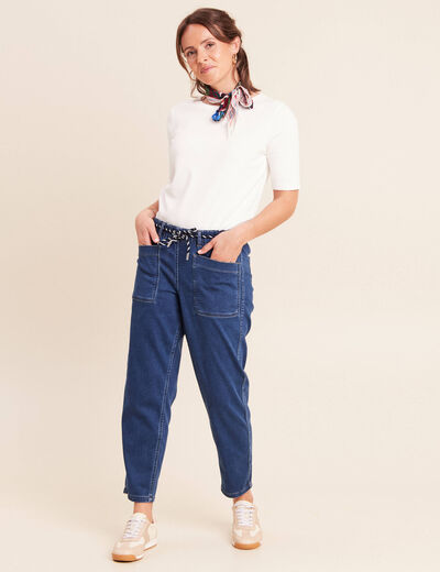 Jean droit r&eacute;versible bleu femme