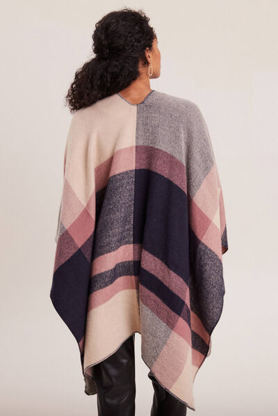 Poncho manches longues violet foncé femme