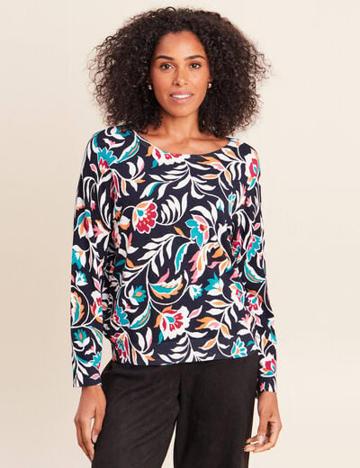 Pull manches longues bleu femme