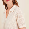 T-shirt col chemise ecru femme