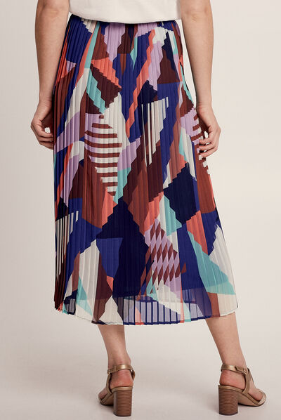 Jupe longue droite plissée multicolore femme