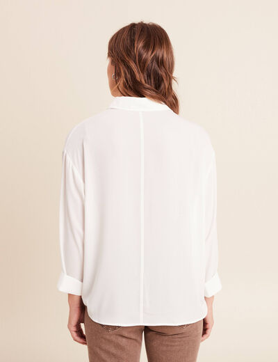 Chemise ample col chemise manches 3/4 ecru femme