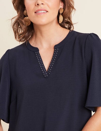 T-shirt manches courtes bleu foncé femme