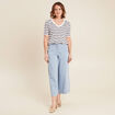 Jean large 7/8ème taille haute denim bleach femme