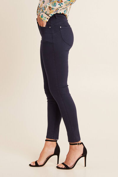 Pantalon léger taille standard 7/8ème bleu marine femme