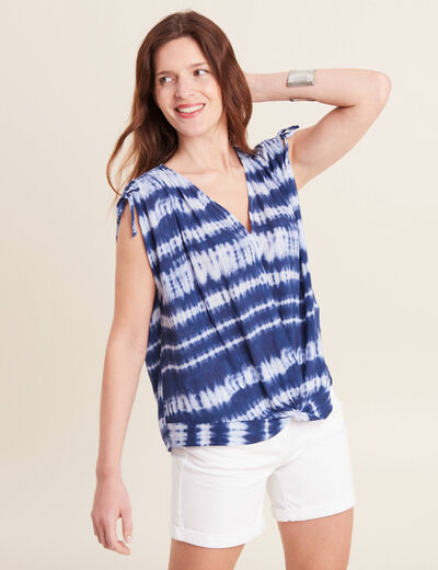 Chemises, top sans manches bleu femme, png