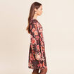 Robe courte &eacute;vas&eacute;e col v manches longues marron femme