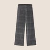 Pantalon large long taille haute gris argent femme