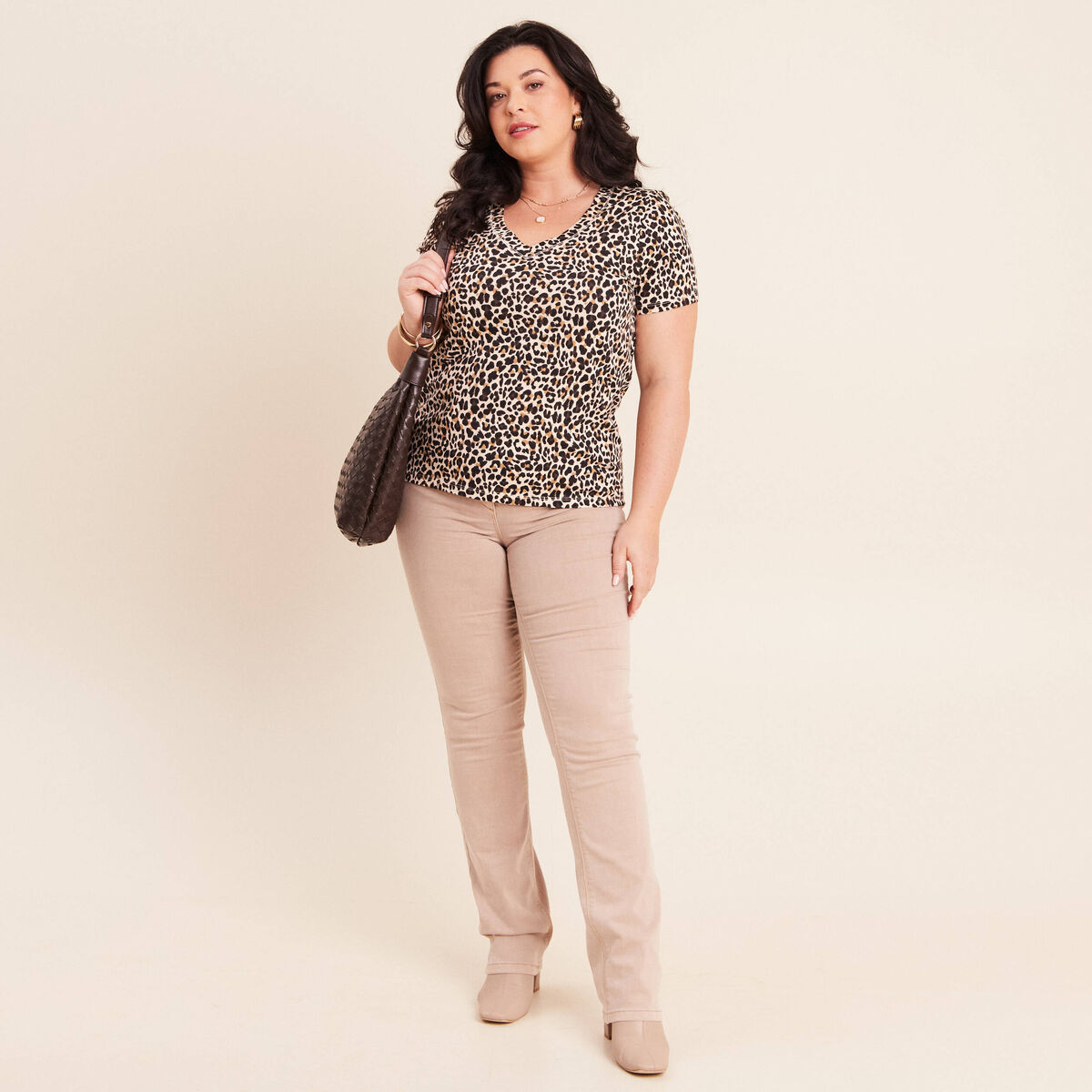 T-shirt manches courtes beige femme