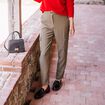 Pantalon chino poches rabats vert kaki femme