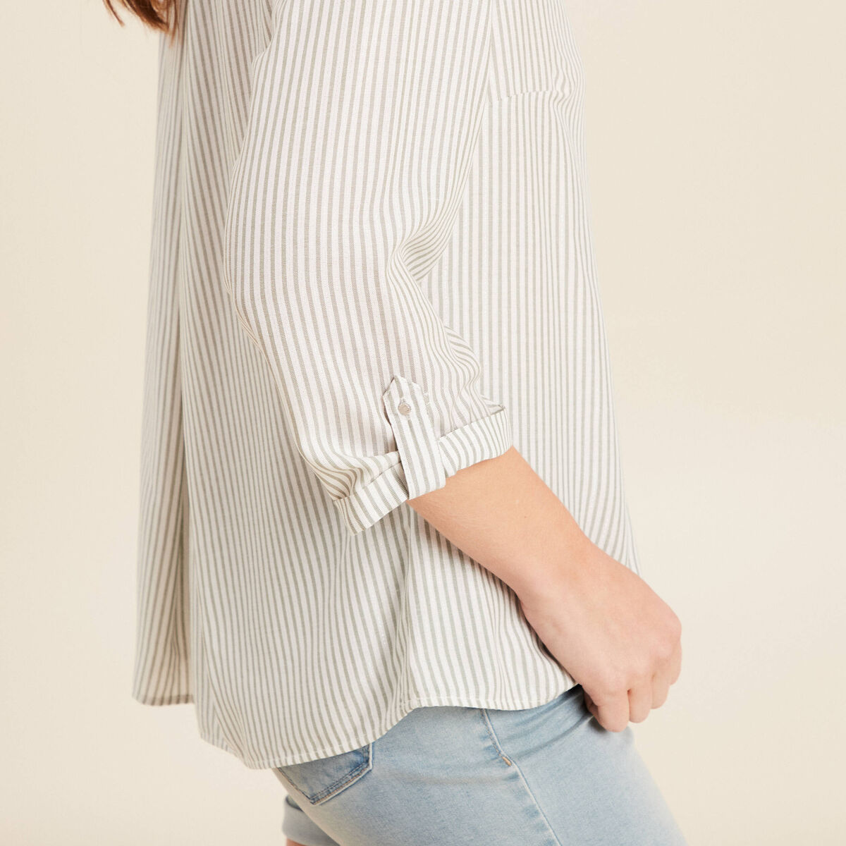 blouse fluide manches 3/4 vert femme