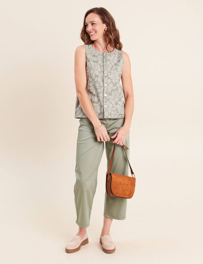 T-shirt r&eacute;versible sans manches gris femme