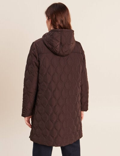 Doudoune doubl&eacute;e avec capuche marron fonc&eacute; femme
