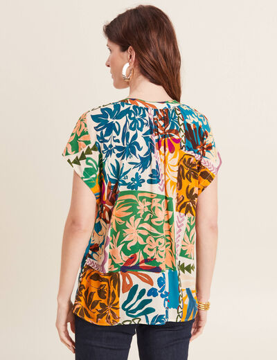 Blouse manches courtes multicolore femme