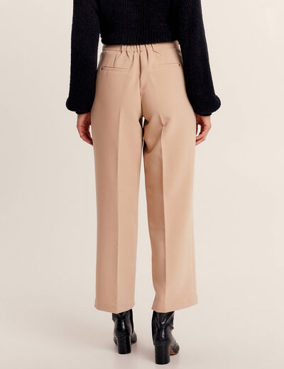 Pantalon large fluide à pinces sable femme