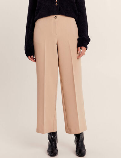 Pantalon large fluide à pinces sable femme