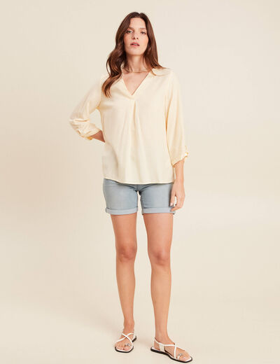 blouse fluide manches 3/4 jaune femme