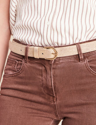 Ceinture fine iris&eacute;e couleur or femme