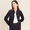 Veste cintr&eacute;e courte en jean denim brut femme