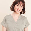 T-shirt col tunisien manches courtes vert clair femme
