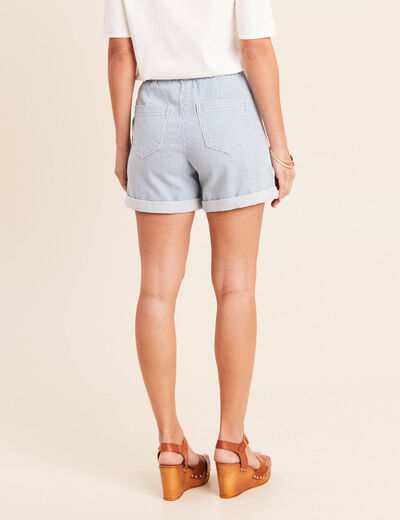Short relax en jean bleu femme