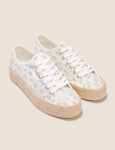 Espadrilles à lacets couleur argent femme