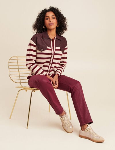 Pantalon magique L'Unique effet brillant bordeaux femme