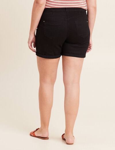 Short droit en jean noir femme