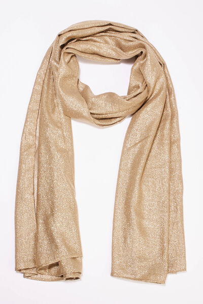 Foulard fils métallisés couleur or femme