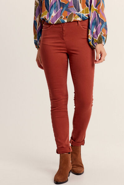 Jean magique ajusté taille standard marron cognac femme