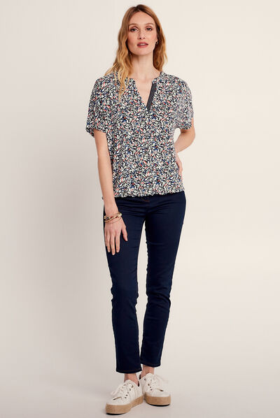 T-shirt à manches courtes bleu femme