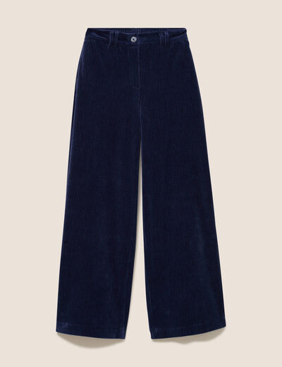 Pantalon en velours bleu marine femme