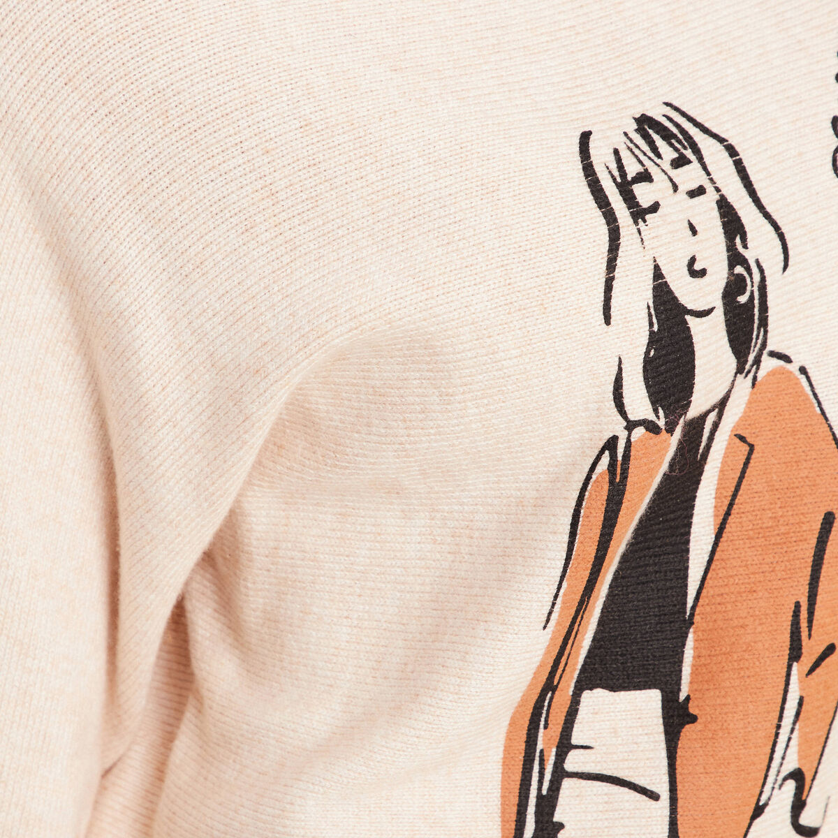 Pull col rond manches longues creme femme