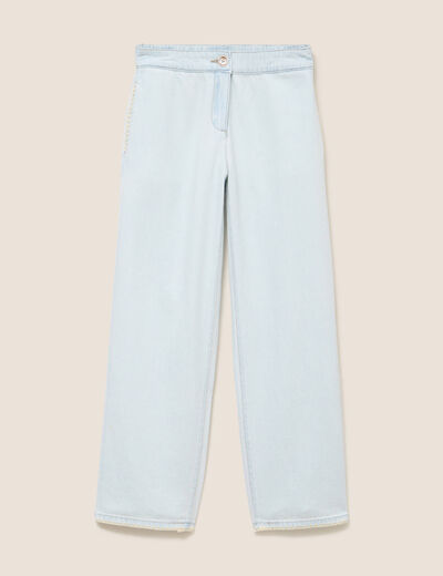 Jean large en coton denim bleach femme