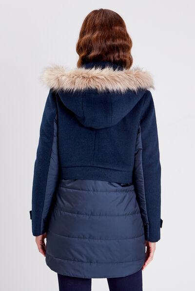 Doudoune longue bleu foncé femme