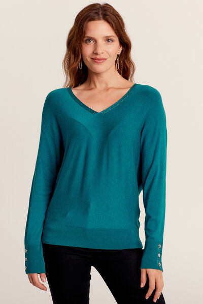 Pull manches longues vert foncé femme