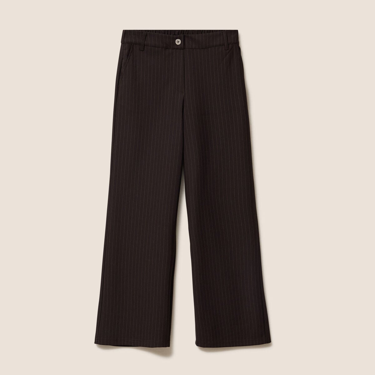 Pantalon large 7/8&egrave;me marron femme