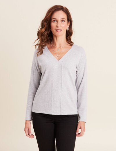 T-shirt manches longues gris clair femme