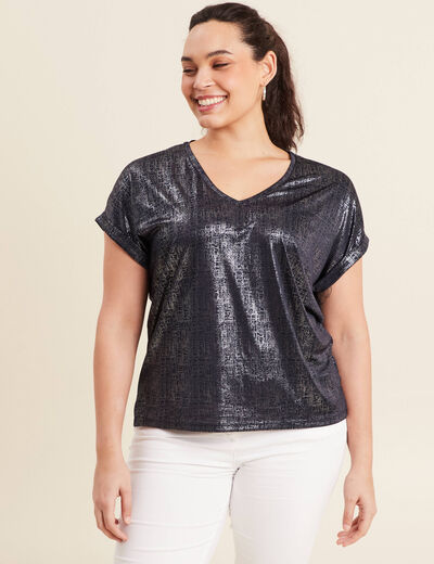 T-shirt manches courtes bleu foncé femme