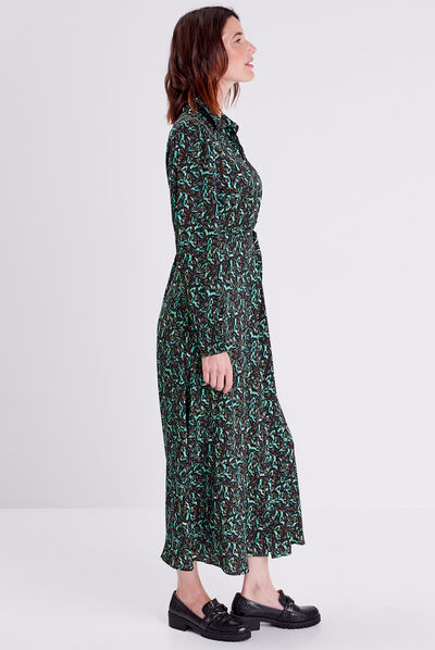 Robe longue droite fluide vert pastel femme