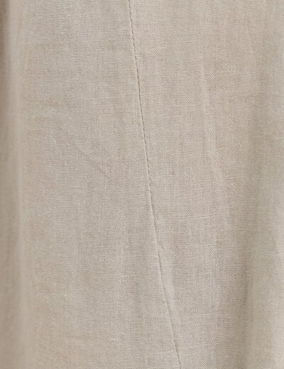 Jupe aspect lin avec ceinture amovible vert clair femme