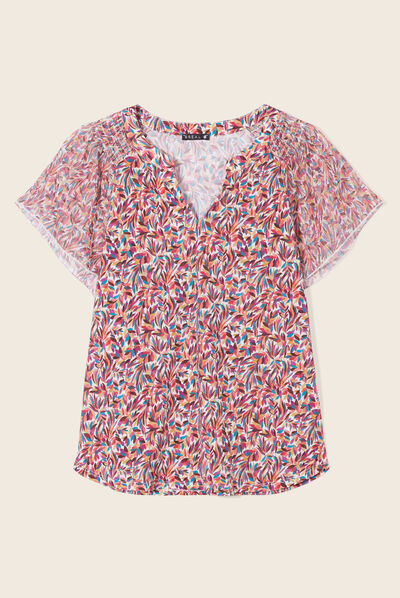 T-shirt manches courtes multicolore femme