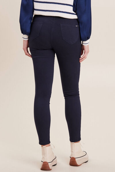 Pantalon léger taille haute 7/8ème bleu marine femme