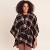 Poncho ceintur&eacute; noir femme
