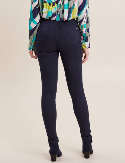 Pantalon léger taille haute long bleu marine femme