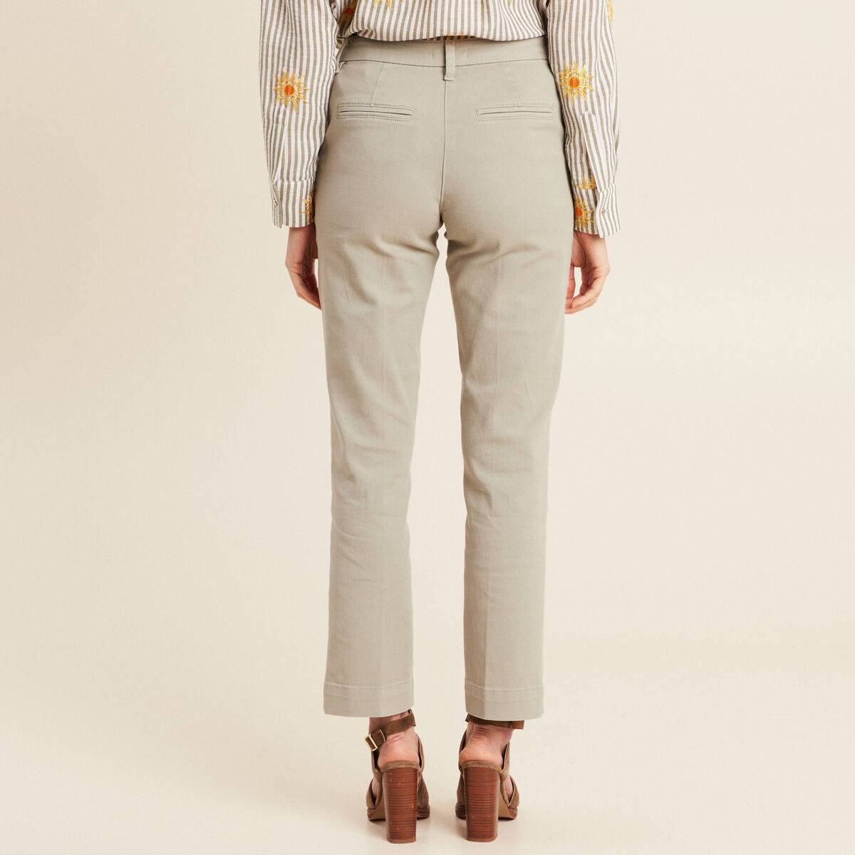 Jean droit 7/8ème vert clair femme