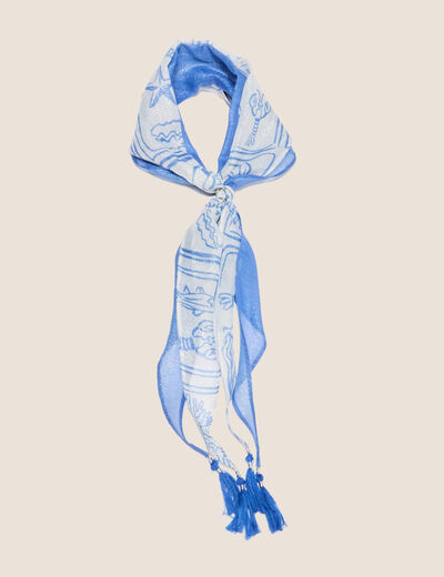 Lot 2 foulards voile transparent bleu ciel femme